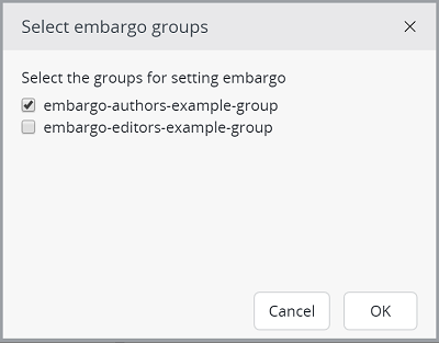 Choose embargo groups